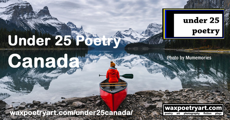 Cover photo shows a winter setting on a lake with mountains in the background.
	A woman sits on a canoe heading out to the water.