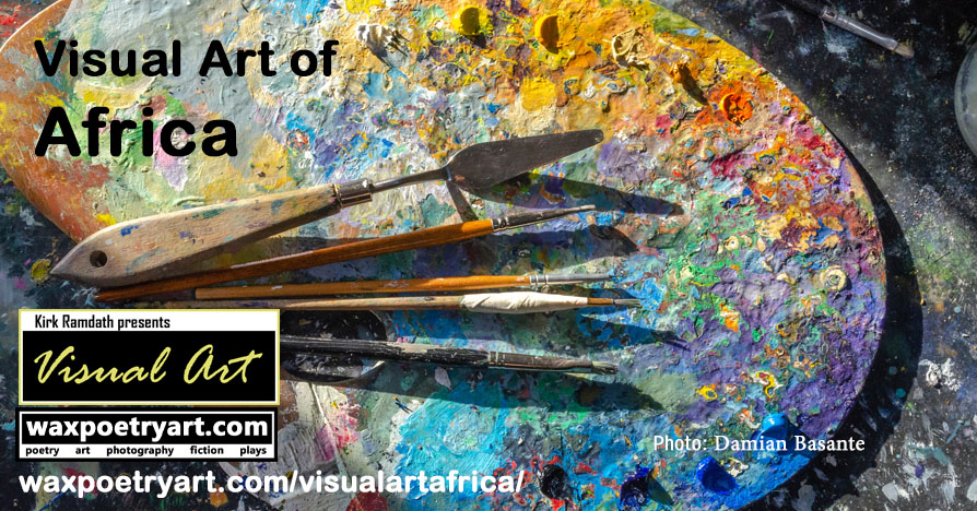 Cover photo shows a well-used and colourful palette. On top of the palette are paintbrushes and a palette knife.