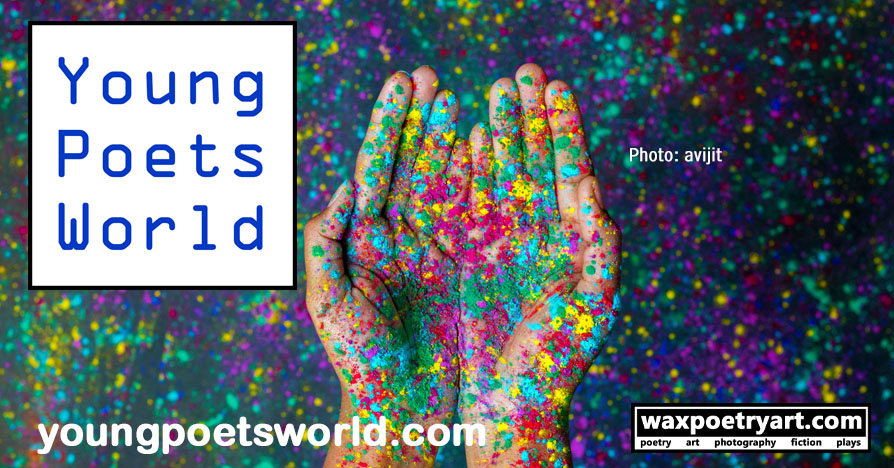 Cover image shows a persons's two hands cupped together.
	The hands are splattered with multi-colored paint. The background of the image is also splattered with paint.